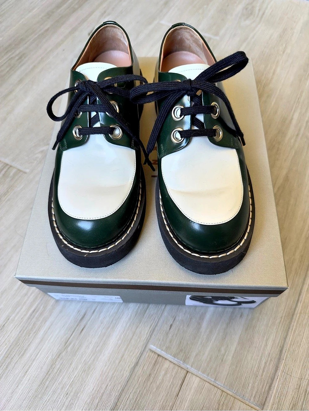 Marni Green & White lace ups